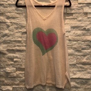 Pale pink shimmer sweater tank.